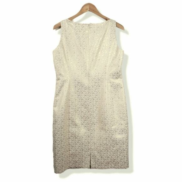 Tahari Luxe Sleeveless Sheath Dress 12 Gold Ivory Glam Cocktail Party Occasion - Picture 7 of 9